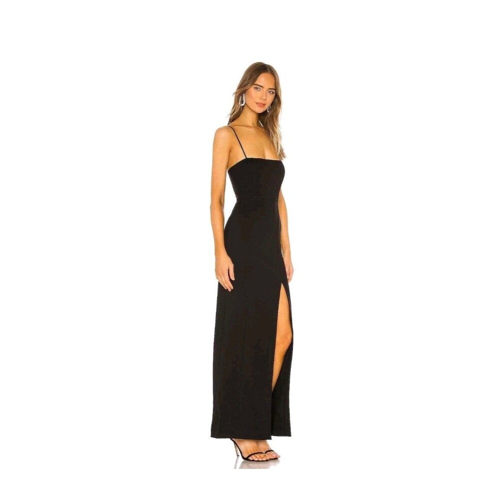 NBD Revolve Eileen High Slit Adjustable Spaghetti Strap Long Gown Black Womens M - Picture 2 of 16